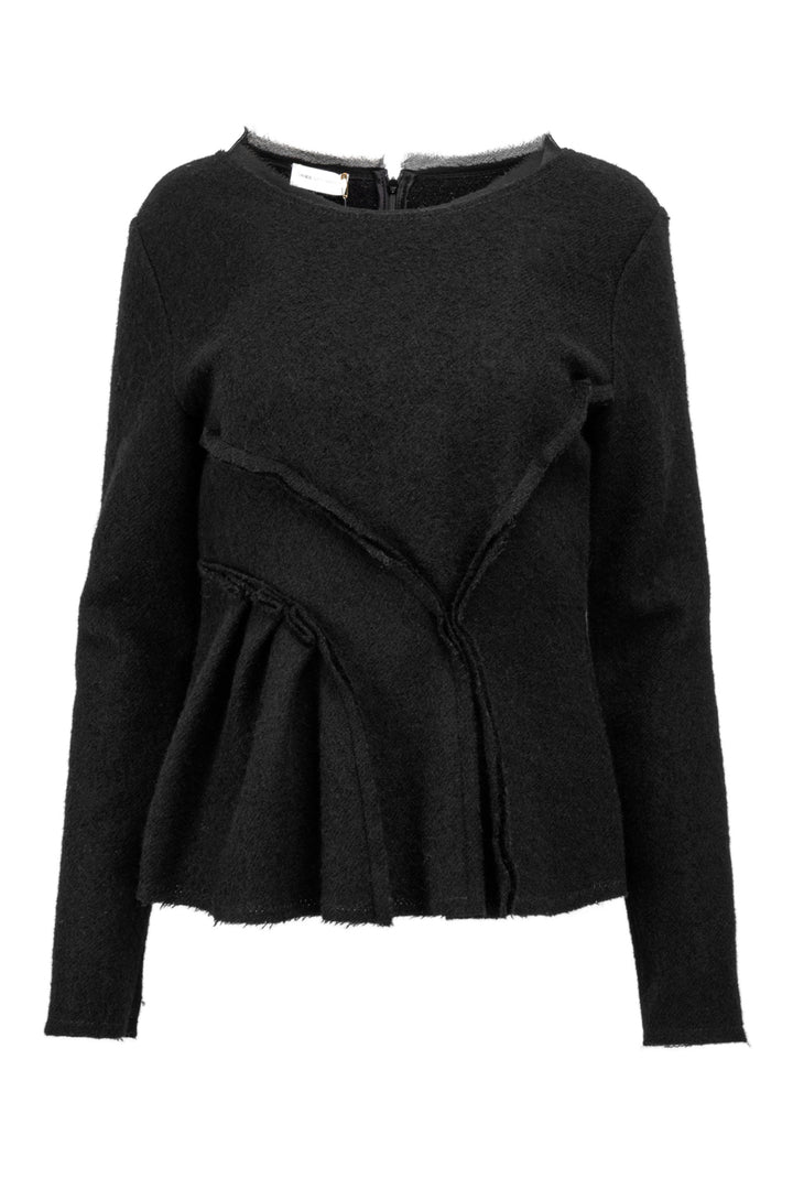 Dries Van Noten Size 38 Woven Ruched Frayed Long Sleeve Tops