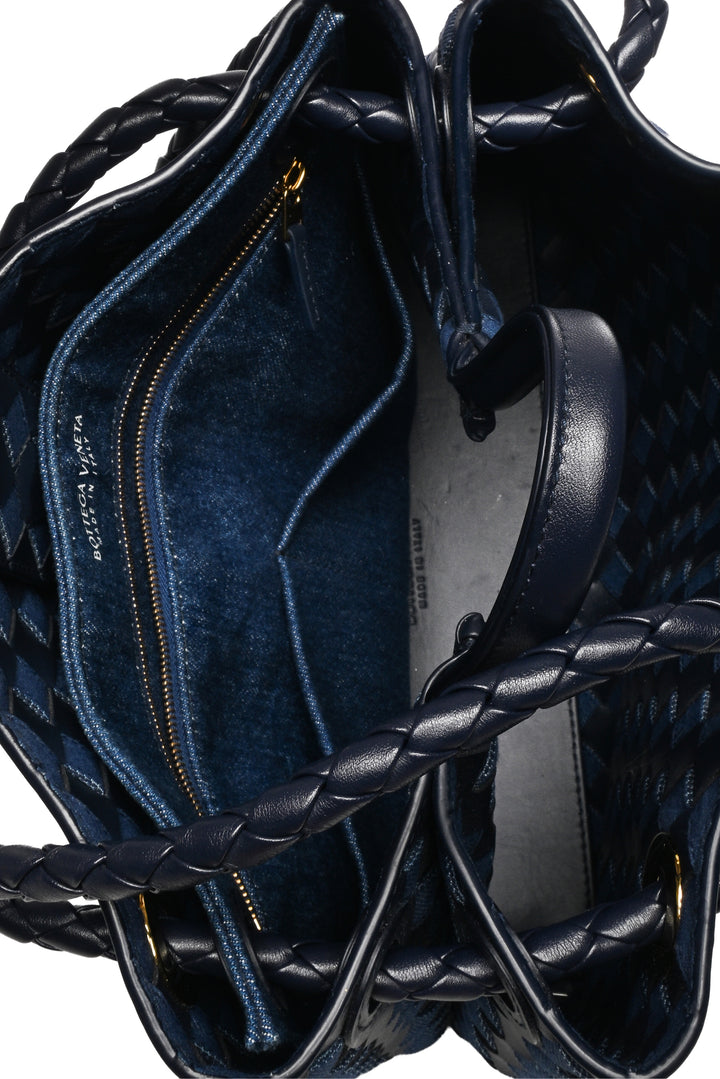 Bottega Veneta Intrecciato Denim & Nappa Medium Andiamo Shoulder Bag