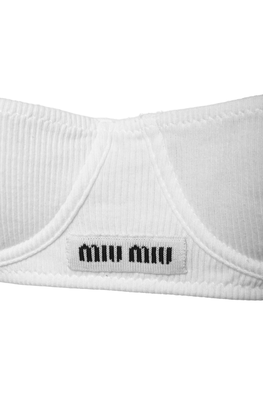Miu Miu Size 1 Ribbed Cotton Knit Demi Bra