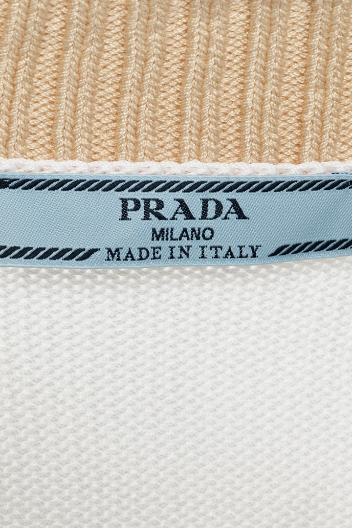 Prada Size 42 2023 Cropped Cotton Cardigan