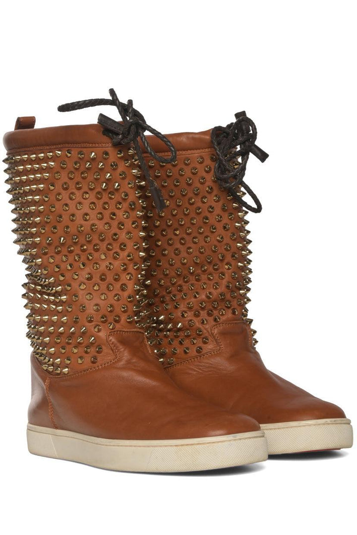 Christian Louboutin Size 9 Surlapony Spiked Mid Calf Ankle Boots