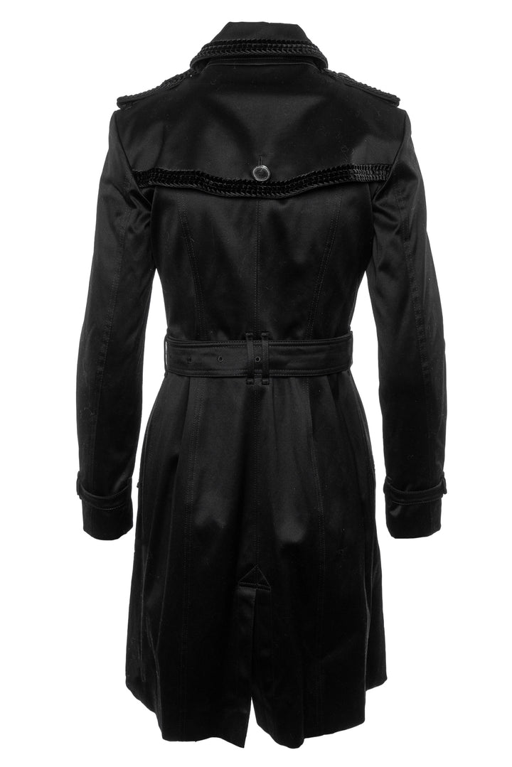 Burberry Size 4 Velvet Trim Trench Coat