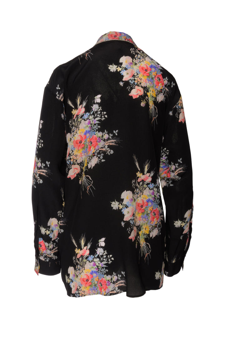 No. 21 Size 8 Crystal Embellished Floral Silk Blouse