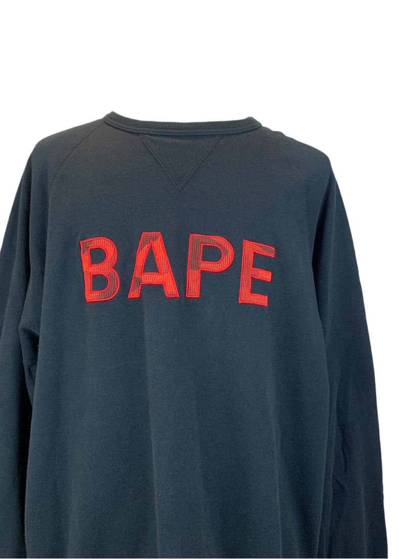 A Bathing Ape Size 3X Men's Patch Relaxed Fit Crewneck Sweatshirt