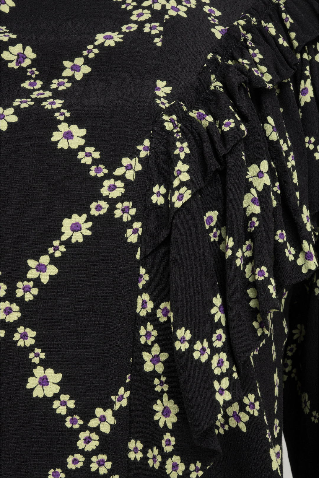 Ganni Size 36 Floral Print High Neck Crepe Mini Dress