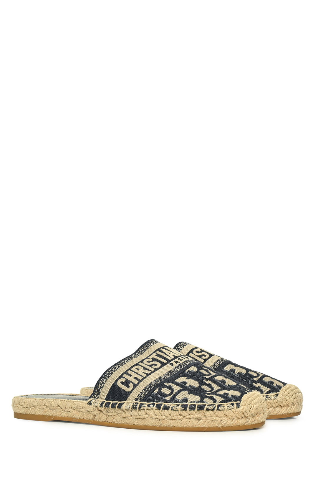 Dior Size 37 Oblique Canvas Granville Espadrille Mules