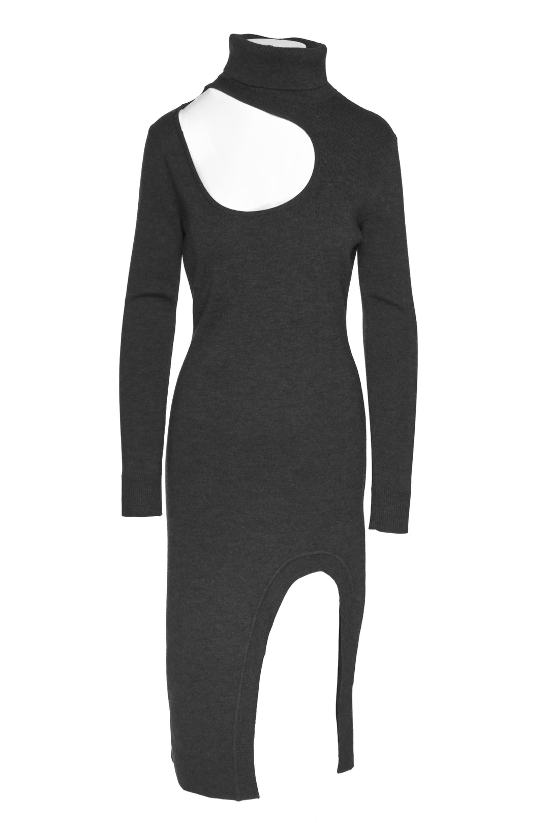 Monse Size M Merino Wool Cutout Turtleneck Midi Dress