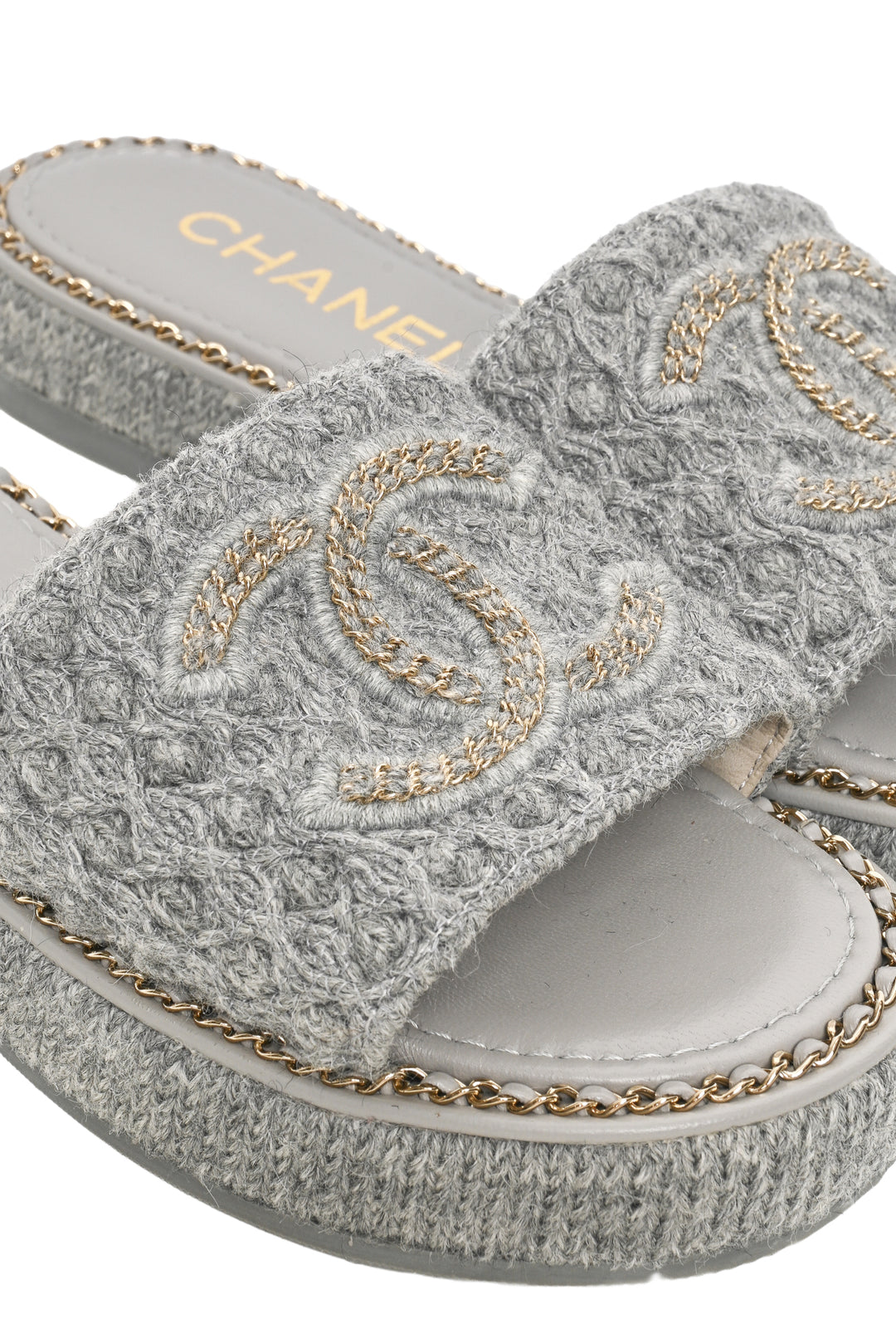 Chanel Size 37 Chain CC Slide Sandals