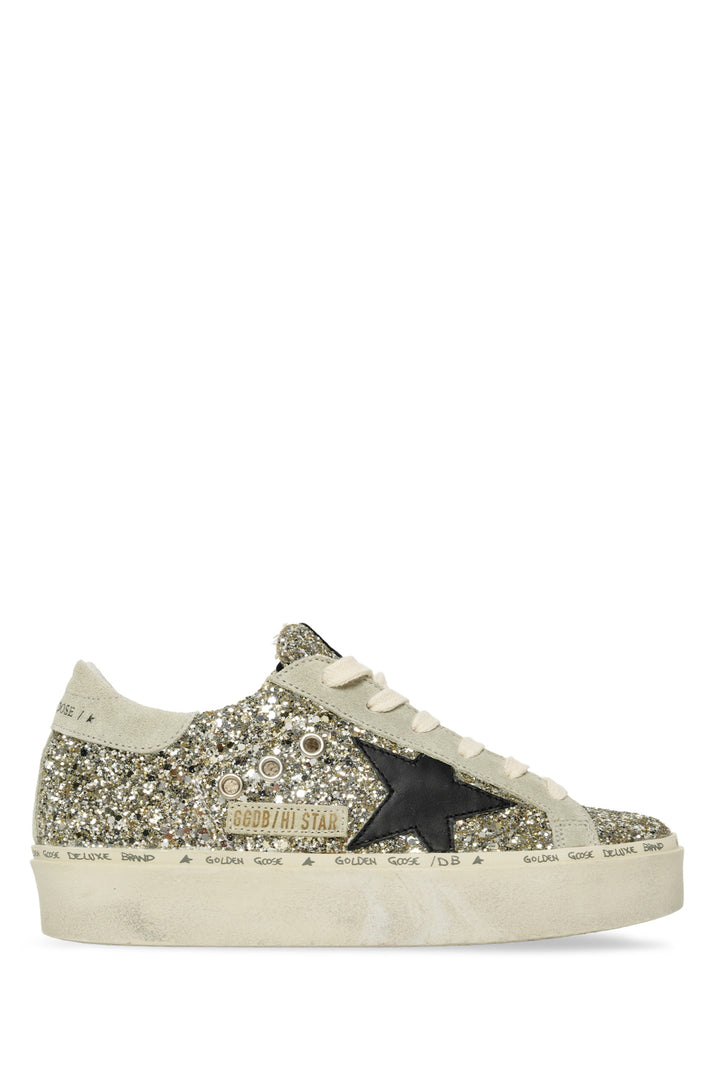 Golden Goose Size 35 Hi Star Glitter & Suede Sneaker