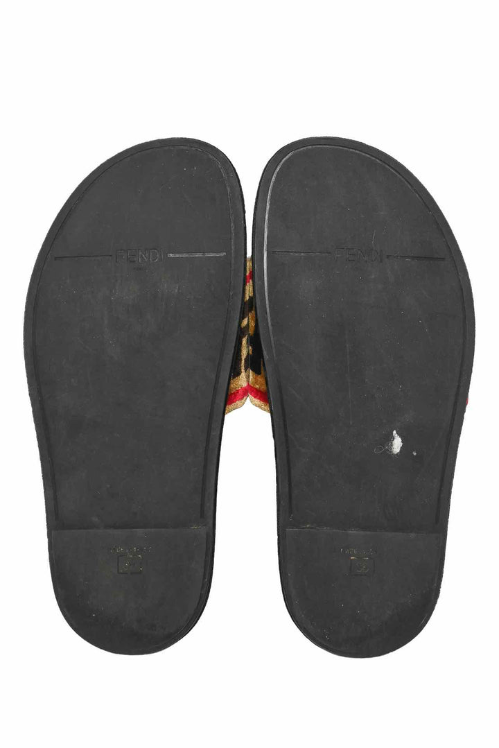 Fendi Size 38 FF Velvet Slide Sandals