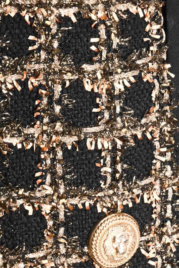 Balmain Size 40 Cropped Tweed Metallic Jacket