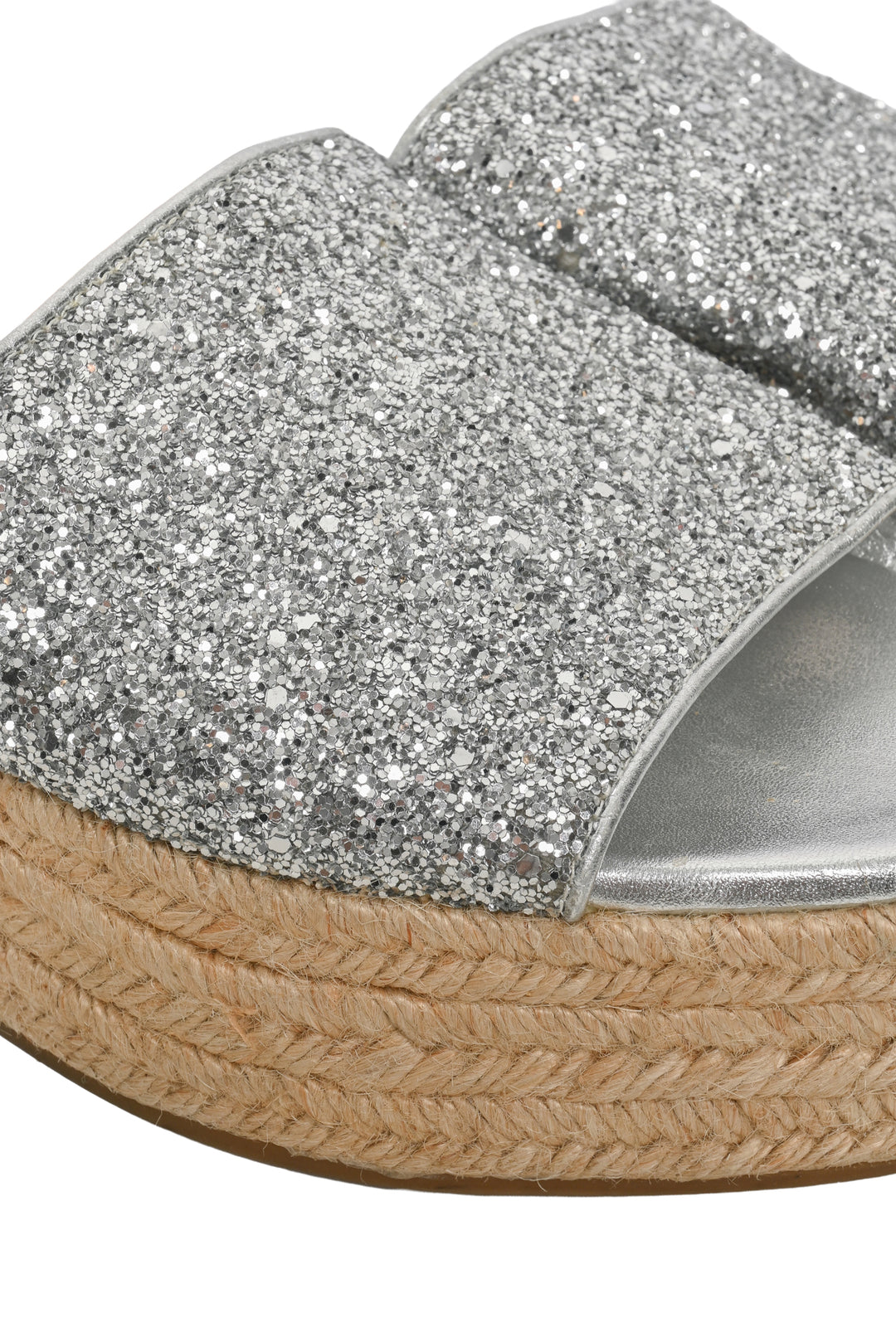 Miu Miu Size 42 Glitter Platform Espadrille Slide Sandals