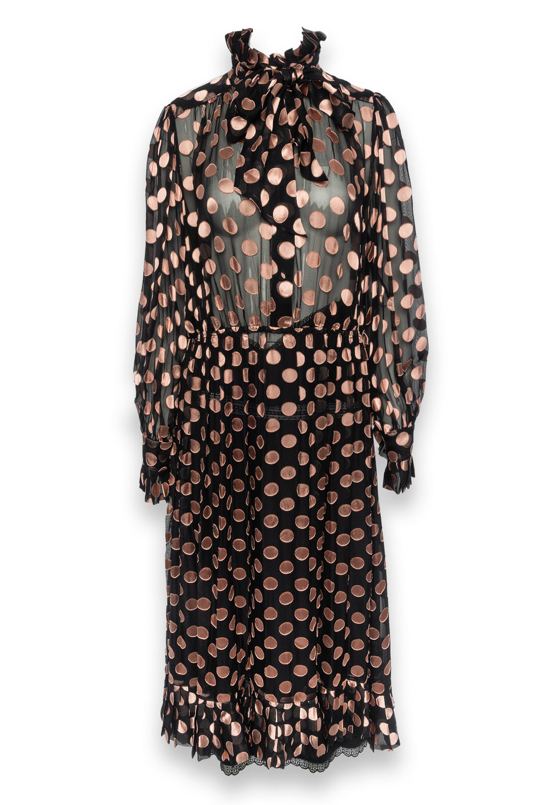 Zimmermann Size 3 Pleated Ruffle Trim Silk Blend Polkadot Dress