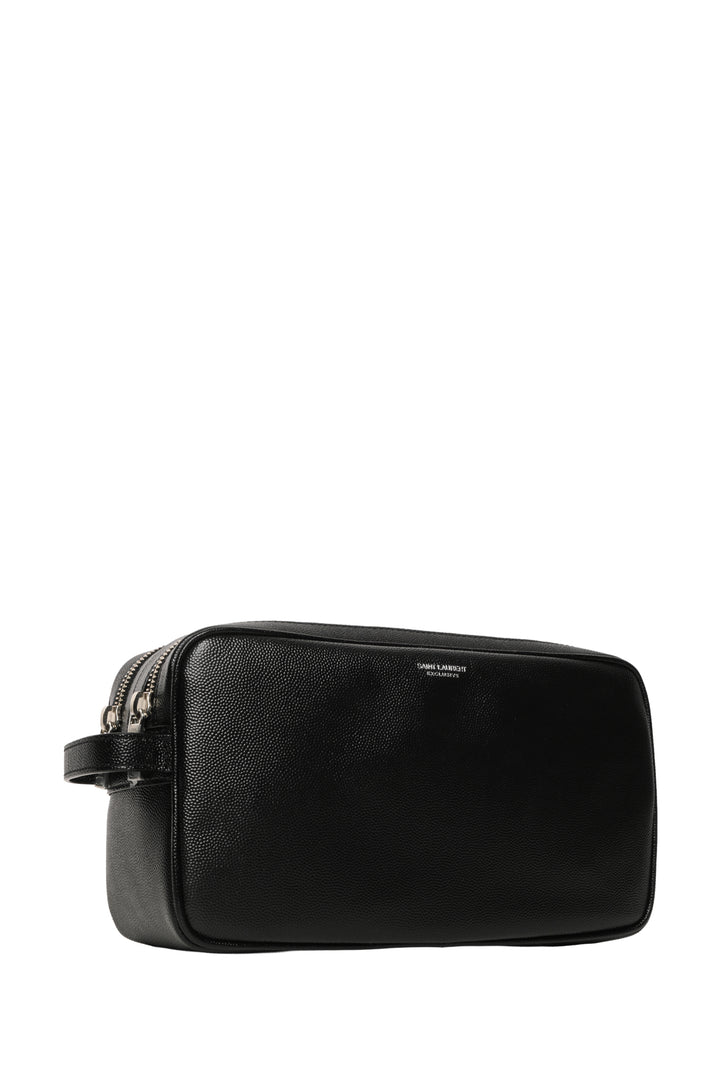 Saint Laurent Double Zip Leather Toiletry Case
