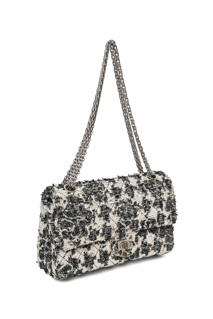 Chanel 2010-2011 Tweed Camellia Quilted 2.55 Reissue 226 Double Flap Bag