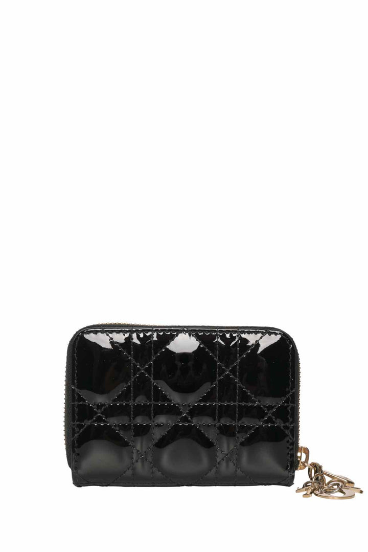 Dior Size 2023 Connage Quilted Patent Lady Dior Multicard Holder Wallet
