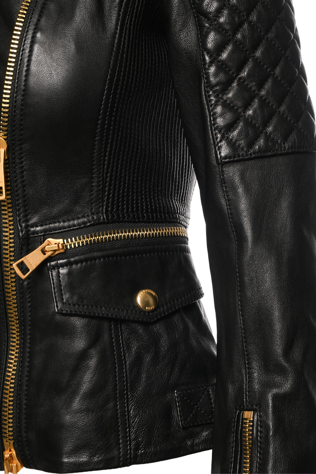 Burberry Brit Size 2 Lambskin Leather Biker Jacket