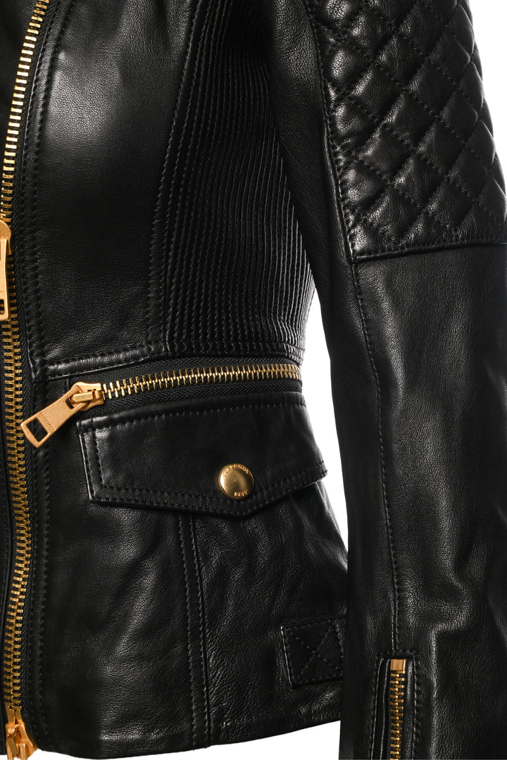 Burberry Brit Size 2 Lambskin Leather Biker Jacket