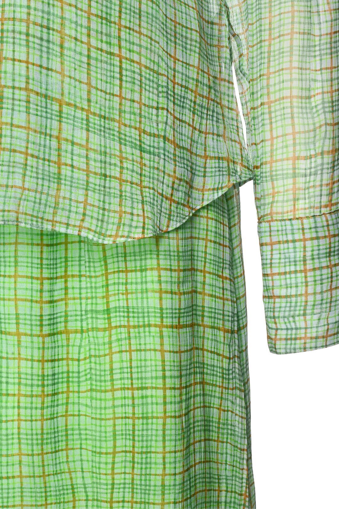 Lee Mathews Size 2 Silk Plaid Sheer Blouse & Skirt Set