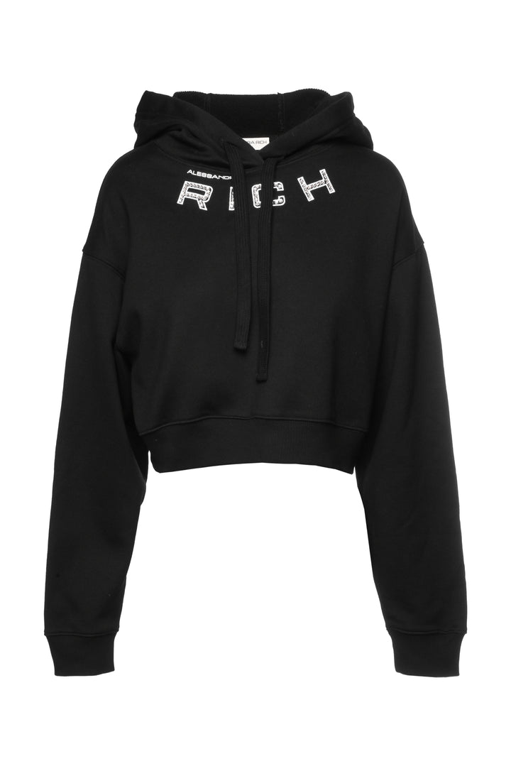 Alessandra Rich Size S Embellished Logo Cropped Sweatshirt
