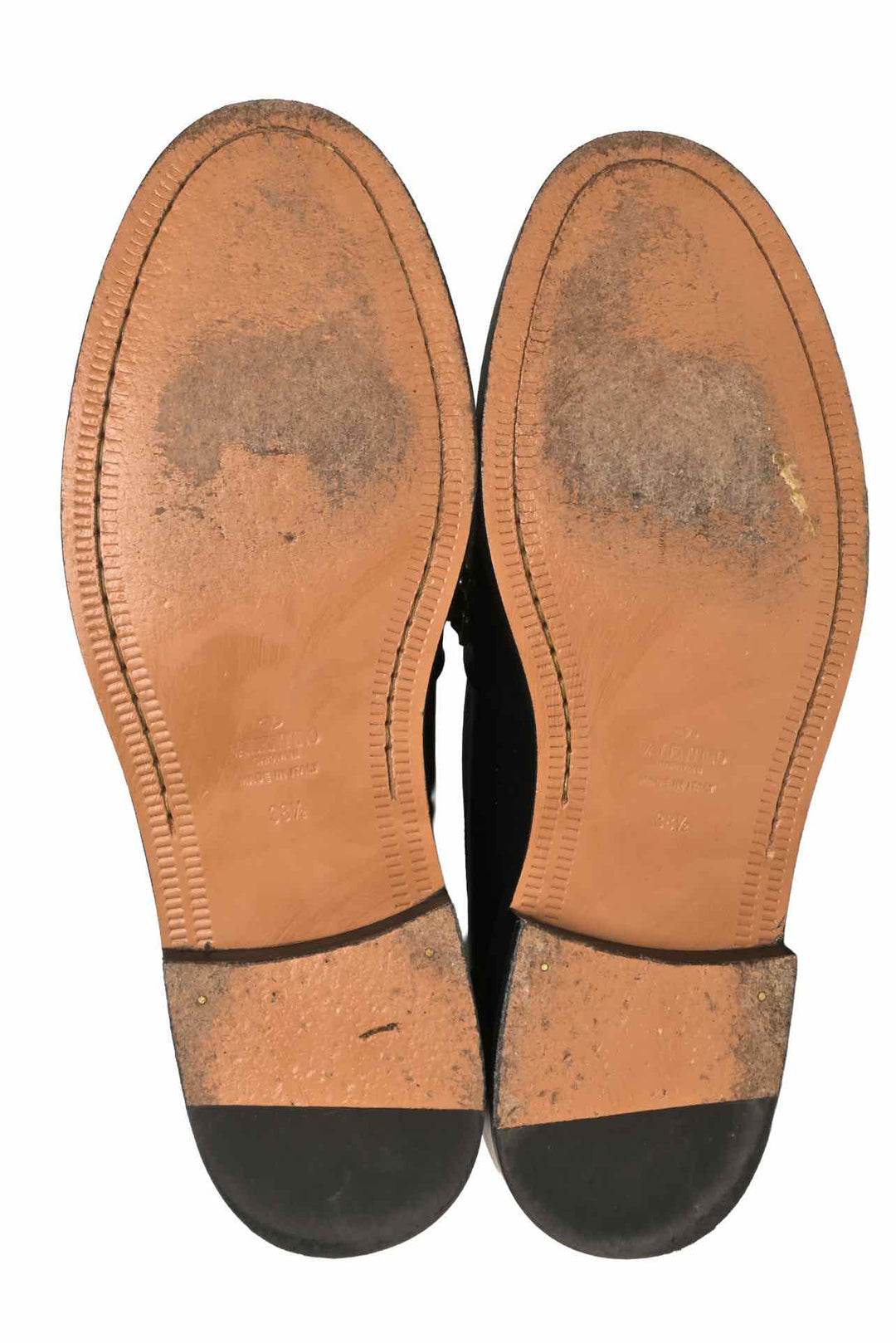 Valentino Size 38.5 Rockstud Accent Leather Loafers