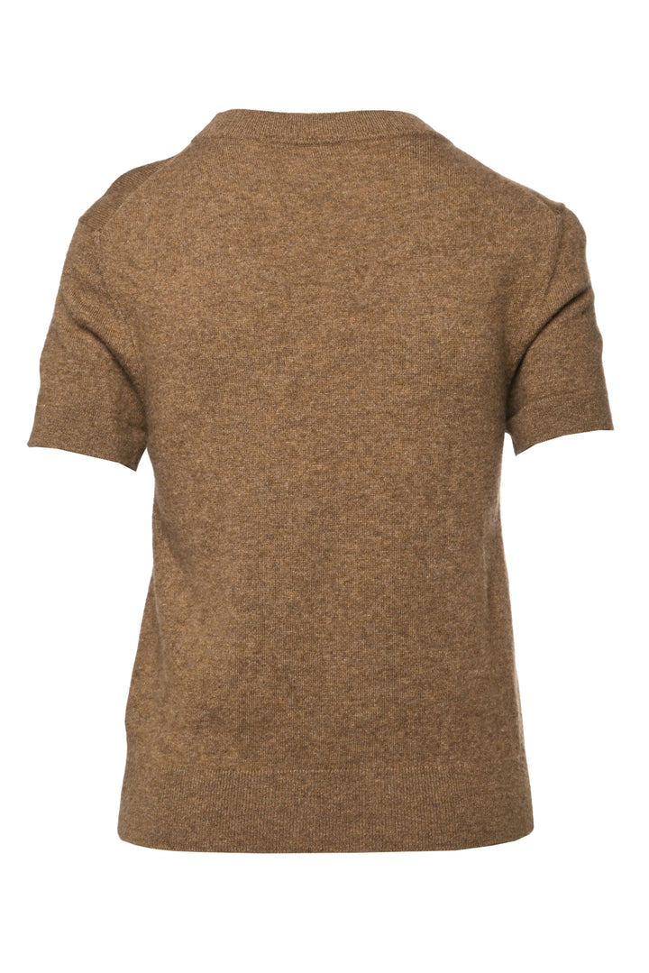 Hermes Size 40 Tundra Cashmere H Lift Motif Short Sleeve Sweater