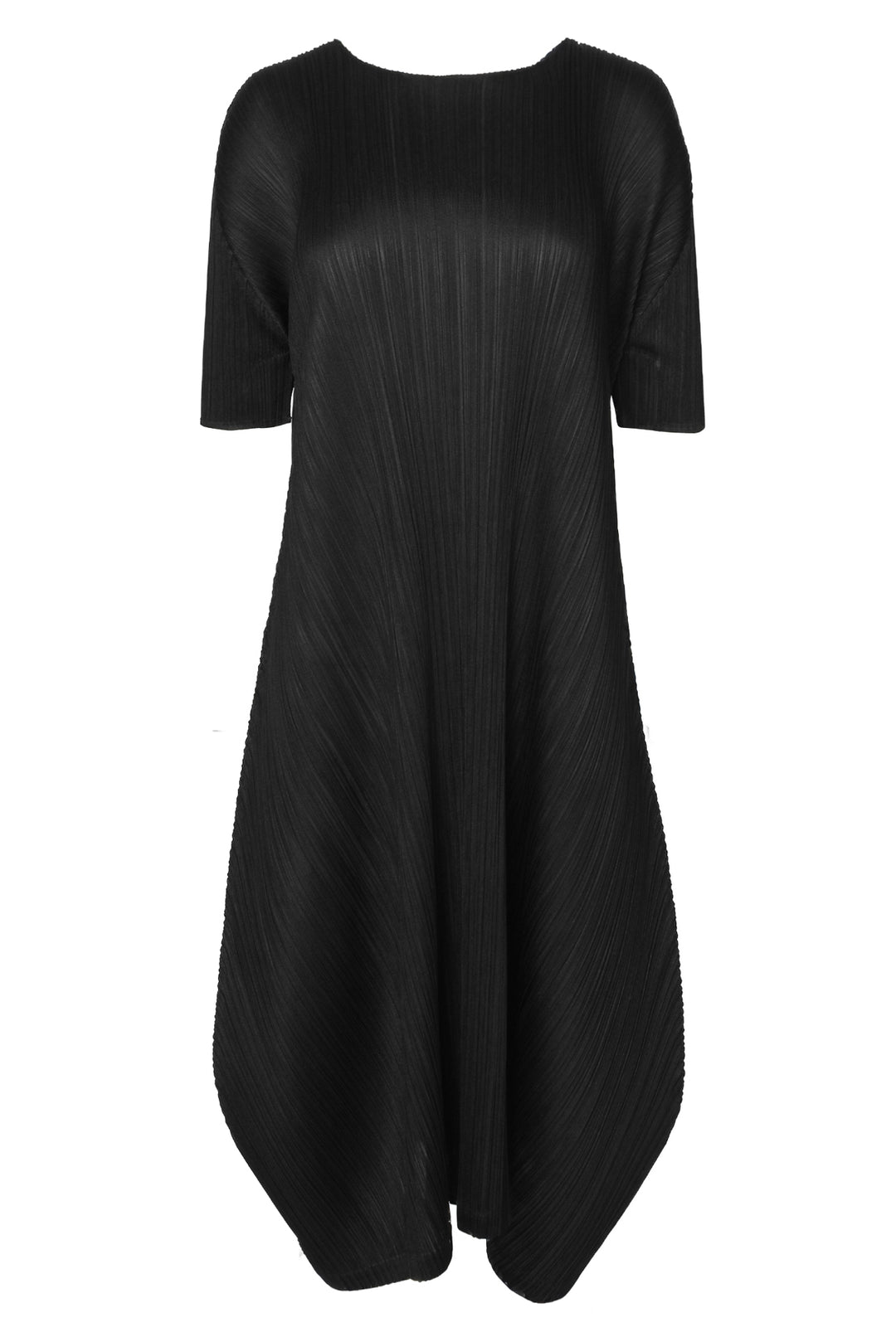 Pleats Please Size 2 Pleated Short Sleeve Midi Dress