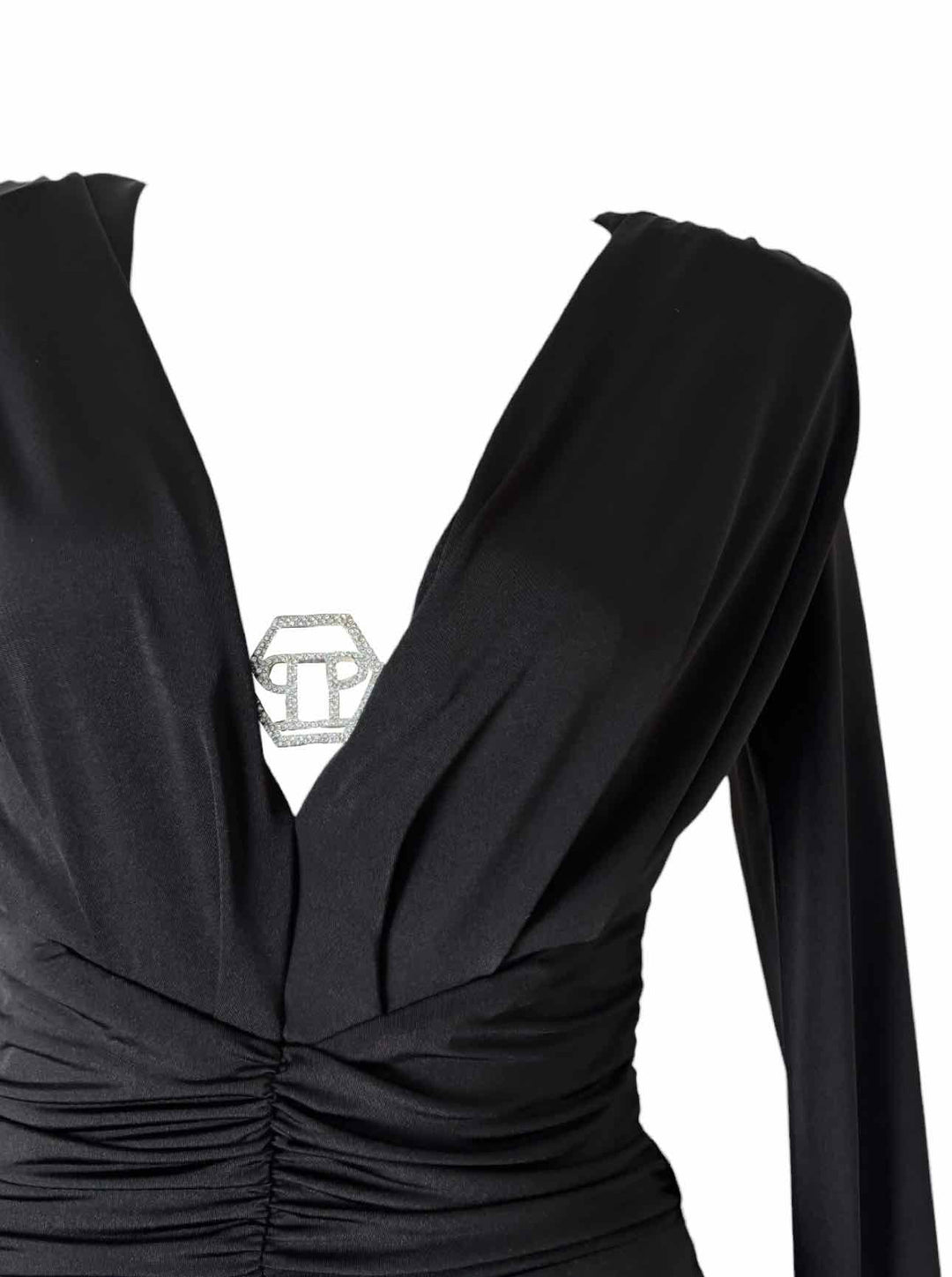 Philipp Plein Size S Gathered Poly Bodysuit