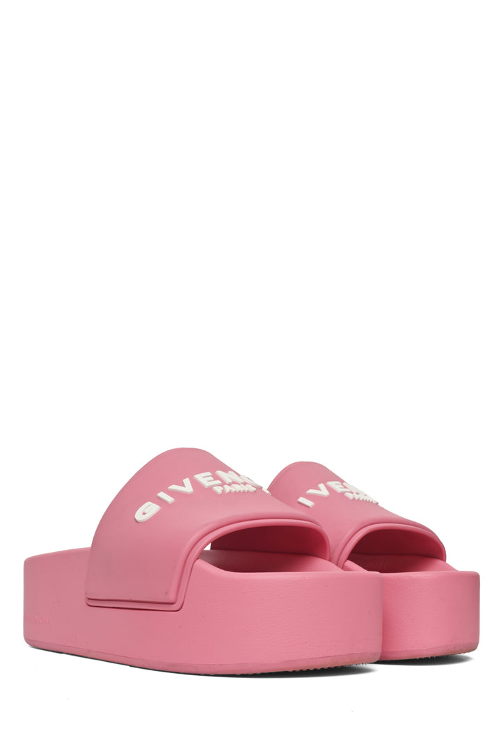 Givenchy Size 39 Logo Rubber Platform Slides