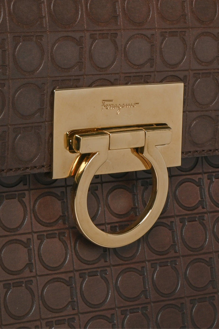 Ferragamo Embossed Gracini Iconic Top Handle Bag