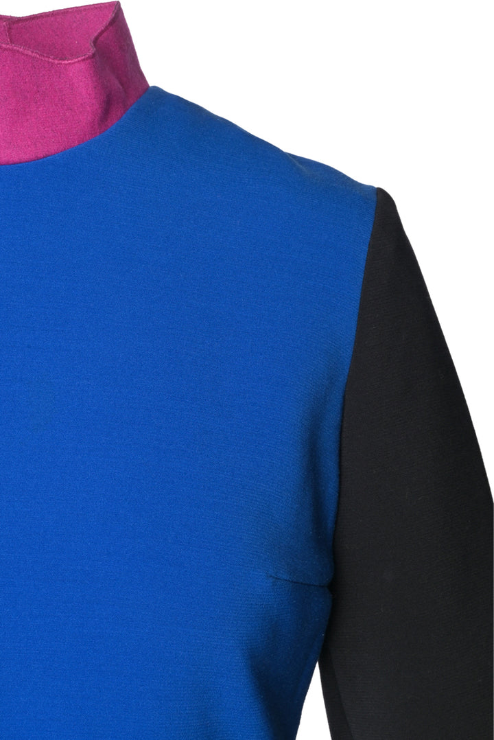 Roksanda Size 6 Colour Block Mock Neck Sheath Midi Dress