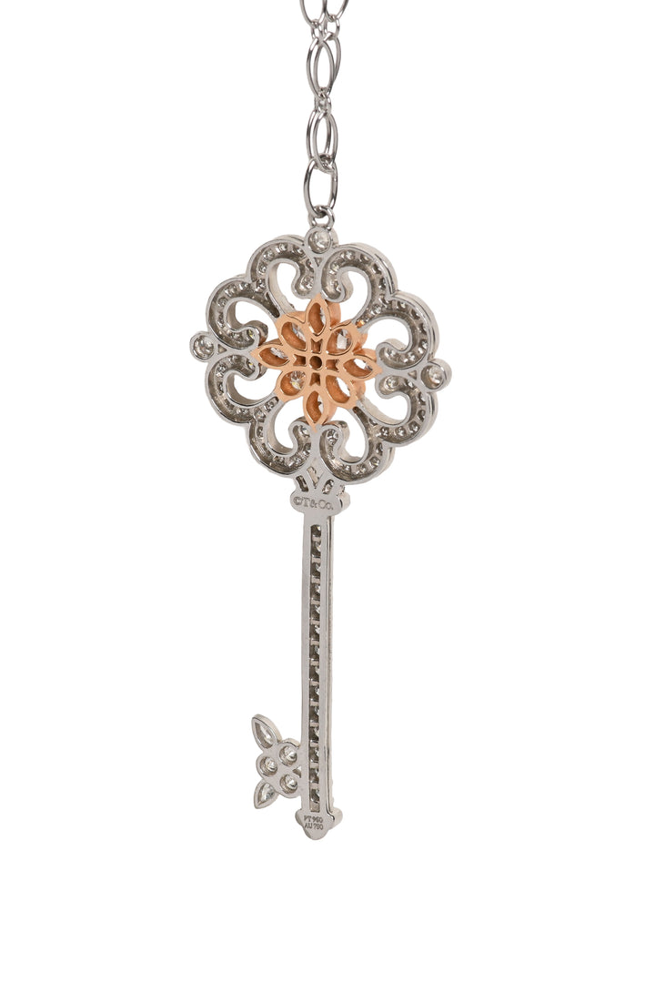 Tiffany & Co Platinum & 18K Rose Gold Diamond Enchant Primrose Key Necklace