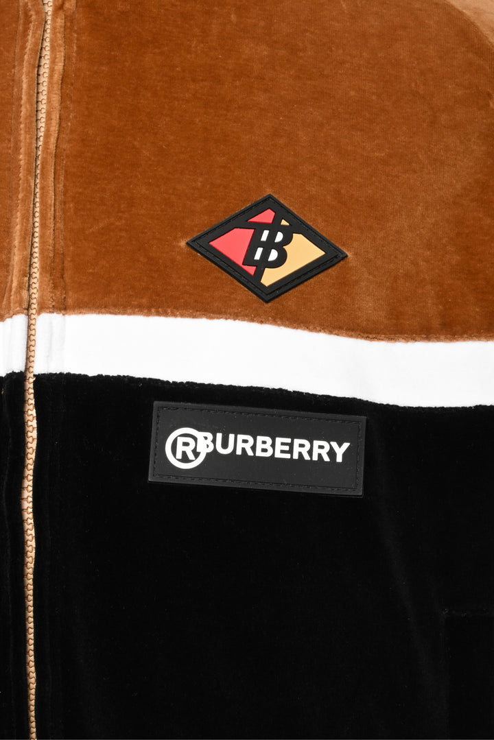 Burberry Size S Men's Logo Velour Track Jacket