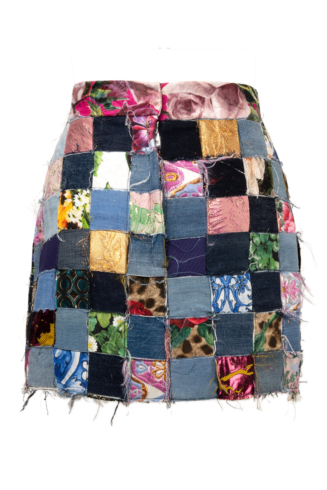 Dolce & Gabbana Size 2 Patchwork Denim Miniskirt