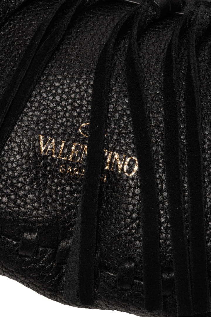 Valentino C Rockee Studded Fringe Hobo Bag