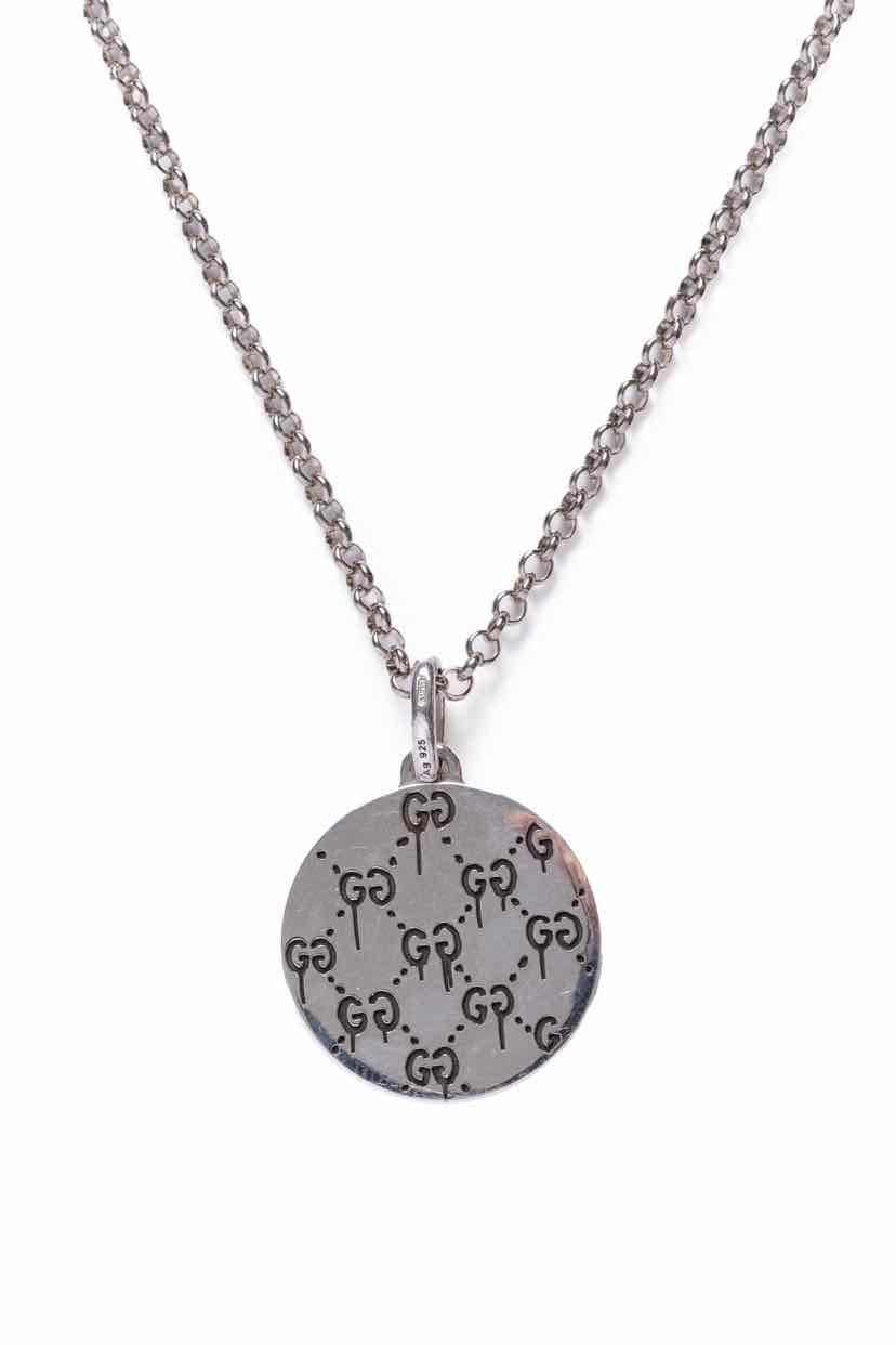 Gucci Silver Gucci Ghost GG Pendant Necklace