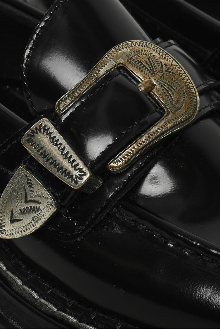 Sandro Size 37 Buckled Leather Loafers