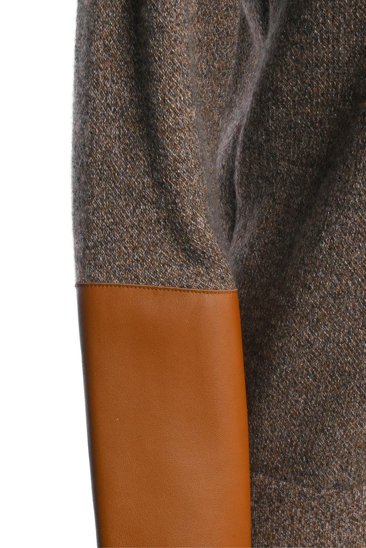 Hermes Size 36 Cashmere Knit & Lambskin Sleeve Sweater