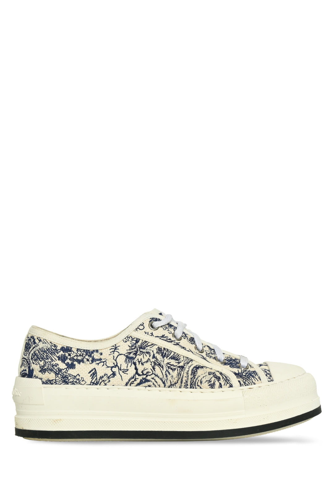Christian Dior Size 38 Toile de Jouy Embroidered Canvas Walk'n'Dior PlatfSneaker