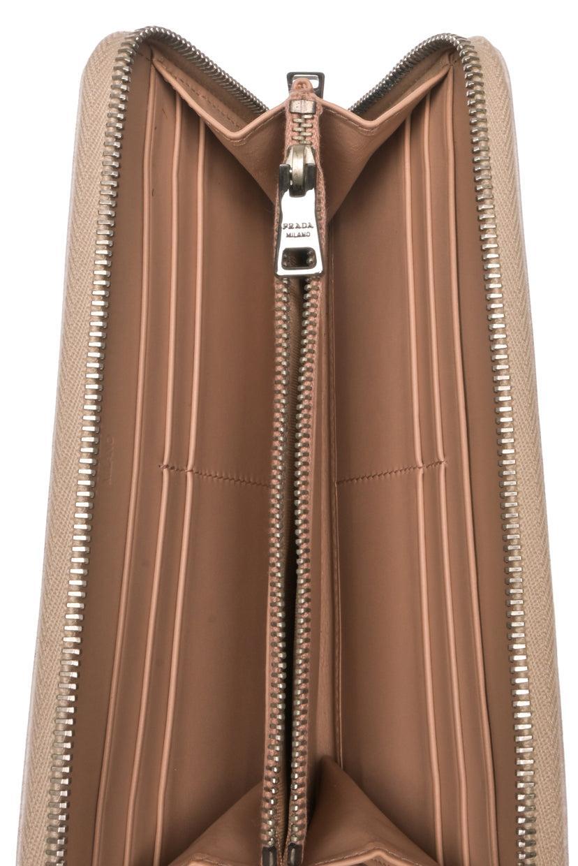 Prada Crystal Studded Zip Around Wallet