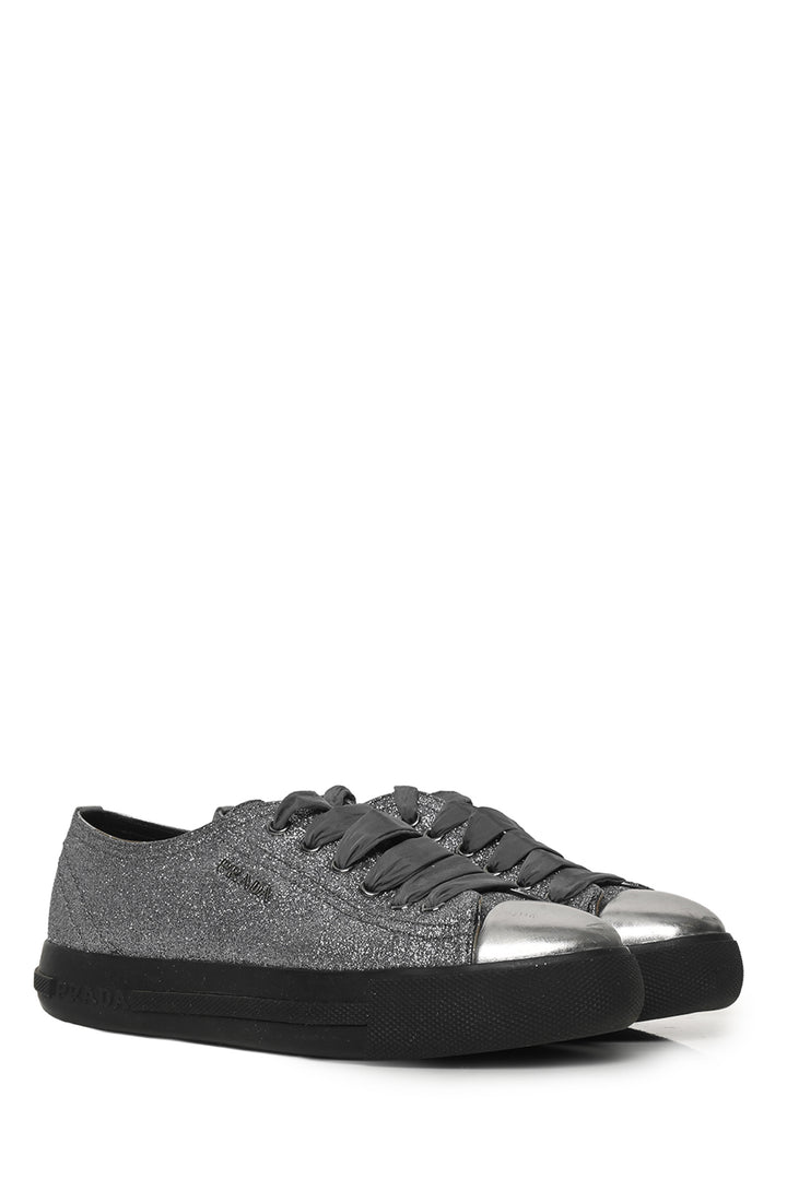 Prada Size 35 Prada Sport Silver Glitter Low Top Sneakers