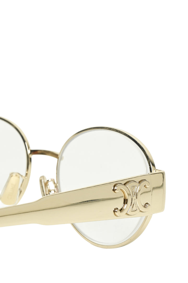 Celine Metal Triomphe Logo Oval Frame Eyewear