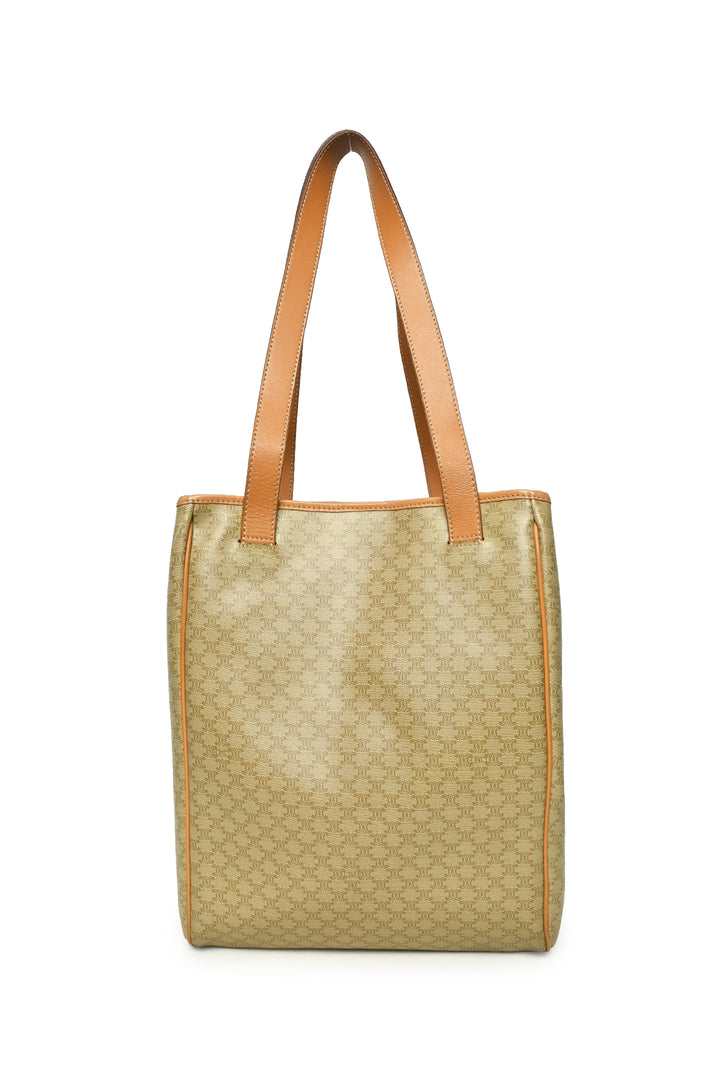 Celine Vintage Macadam Triomphe Coated Canvas Vertical Tote