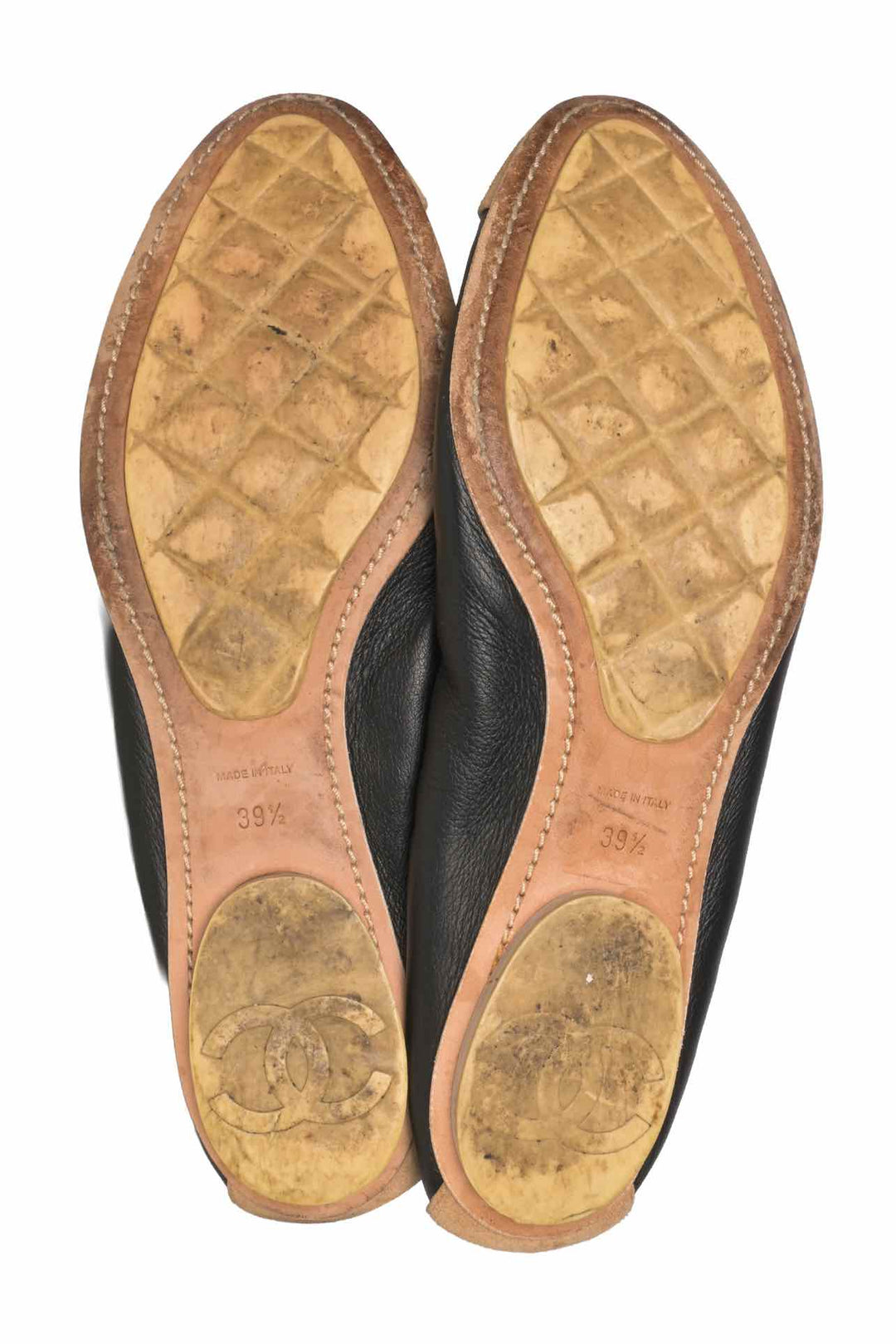 Chanel Size 39.5 Leather & Suede Ballet Flats
