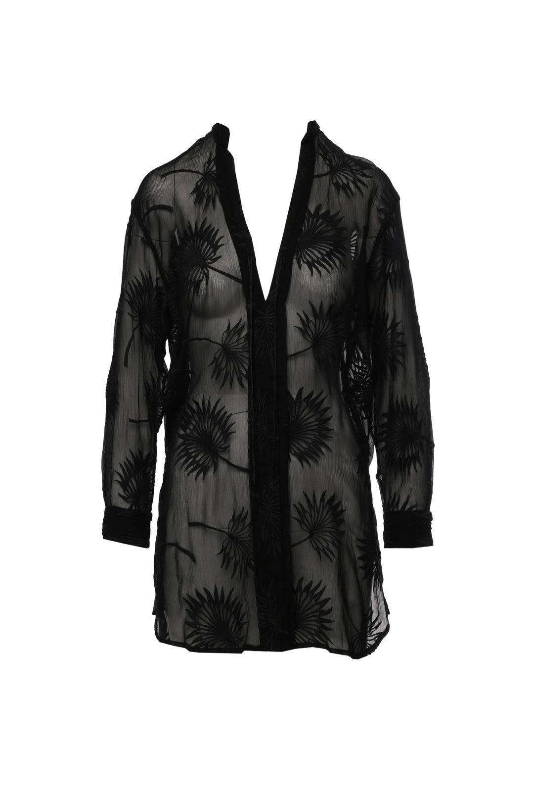 Ann Demeulemeester Size 38 Cotton & Silk Embroidered Sheer Shirt