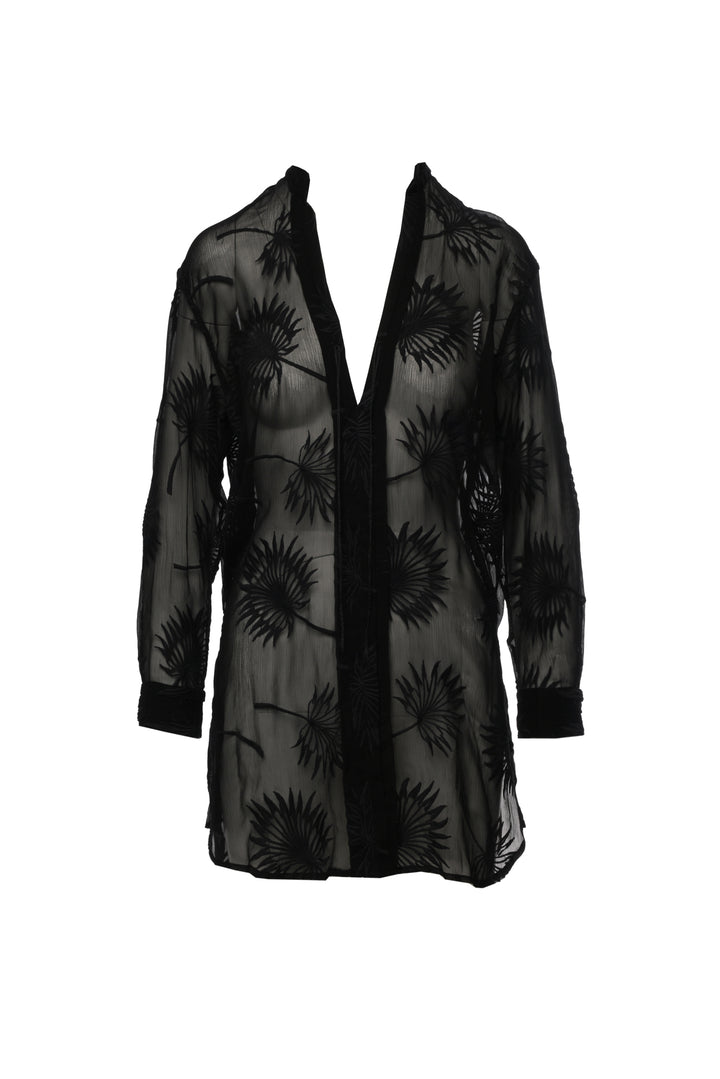 Ann Demeulemeester Size 38 Cotton & Silk Embroidered Sheer Shirt