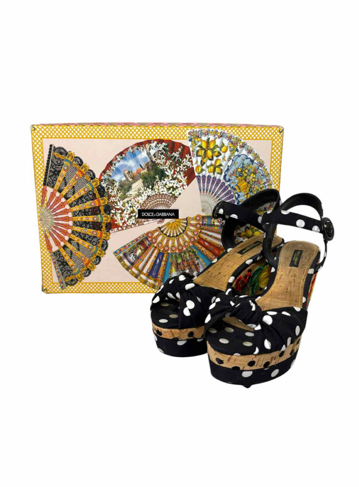 Dolce & Gabbana Size 38.5  Embroidered Cork Wedges