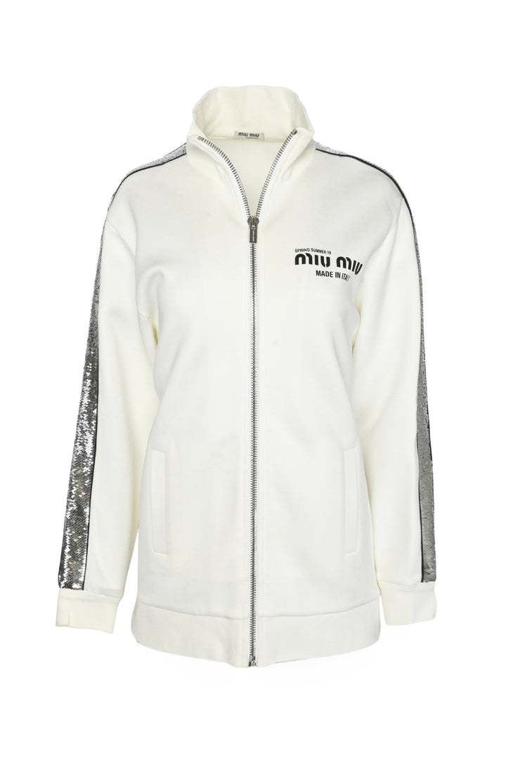 Miu Miu Size XS 2018 Sequin Sleeve Track Jacket