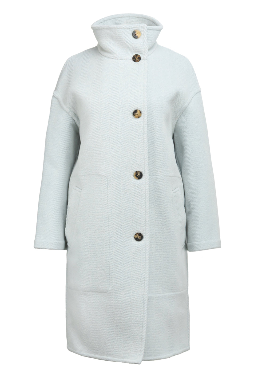 Hermes Size 36 Mineral Blue Herringbone Wool Cocoon Coat