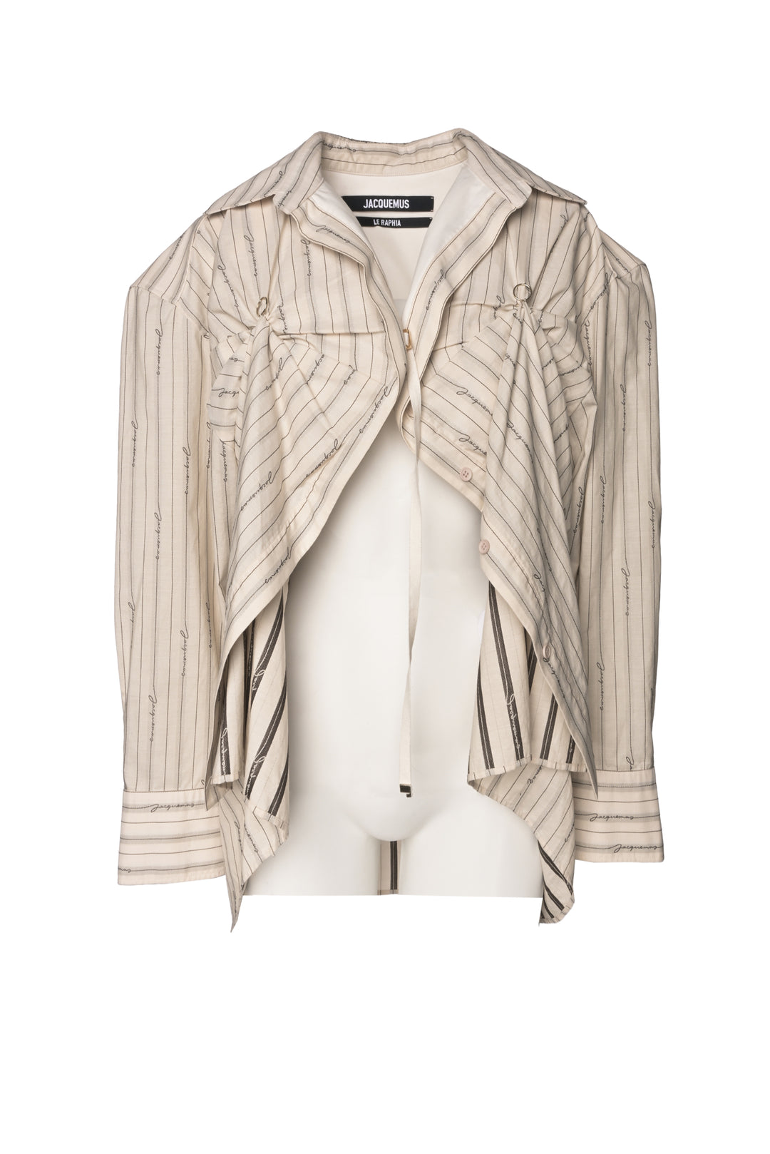 Jacquemus Size 46 Amaro Le Rapia Striped Logo Shirt
